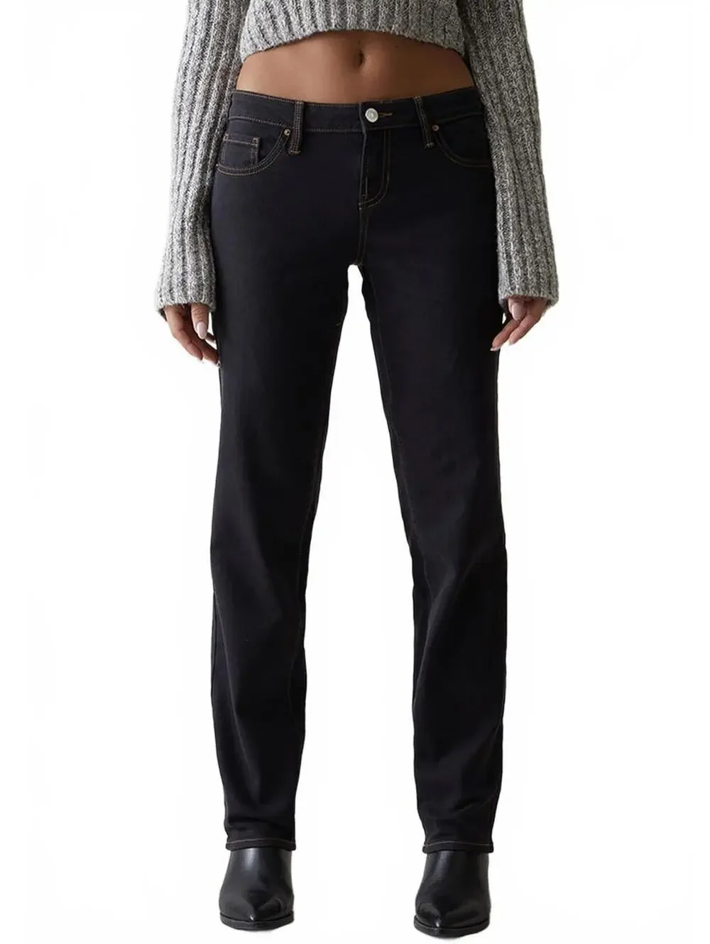 Pacsun Stretch Black Low Rise Straight Leg Jeans NWT Dominique Size 24